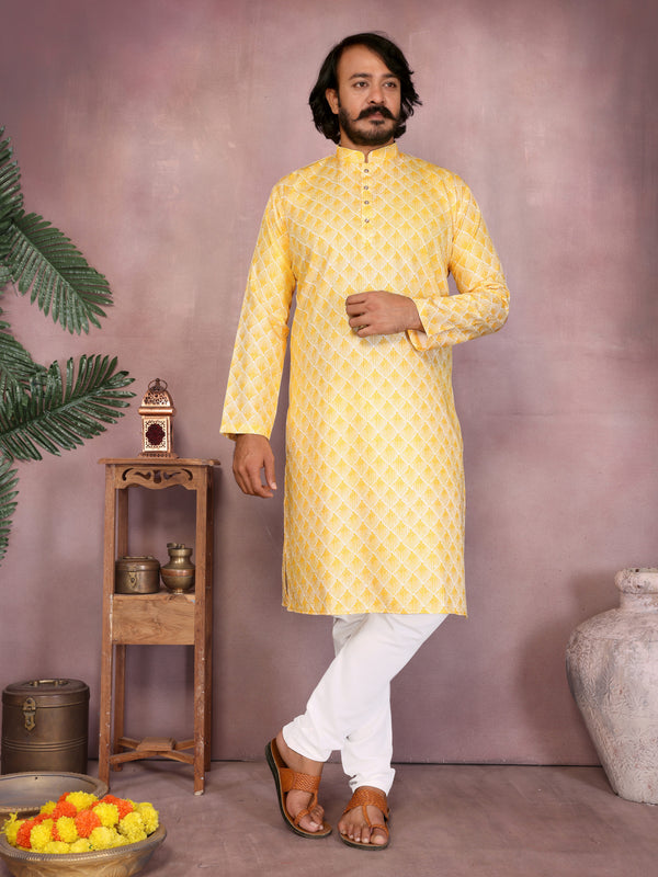 Men’s Cotton Sequence Work Kurta with Semi Cotton Chudidar