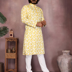 Men’s Heavy Cotton Printed Kurta Pyjama Set