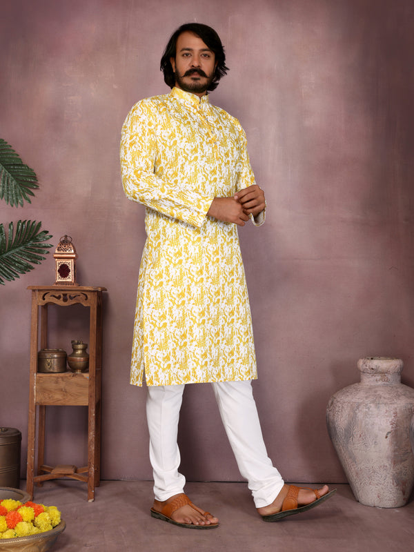 Men’s Heavy Cotton Printed Kurta Pyjama Set