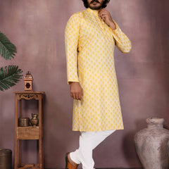 Men’s Cotton Sequence Work Kurta with Semi Cotton Chudidar