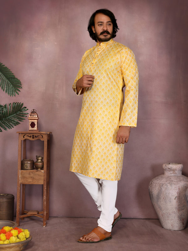 Men’s Cotton Sequence Work Kurta with Semi Cotton Chudidar