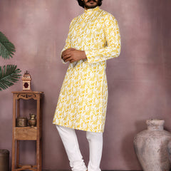 Men’s Heavy Cotton Printed Kurta Pyjama Set