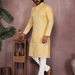 Men’s Cotton Sequence Work Kurta with Semi Cotton Chudidar