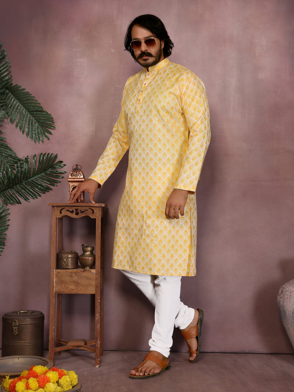 Men’s Cotton Sequence Work Kurta with Semi Cotton Chudidar