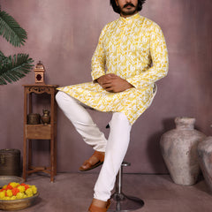 Men’s Heavy Cotton Printed Kurta Pyjama Set