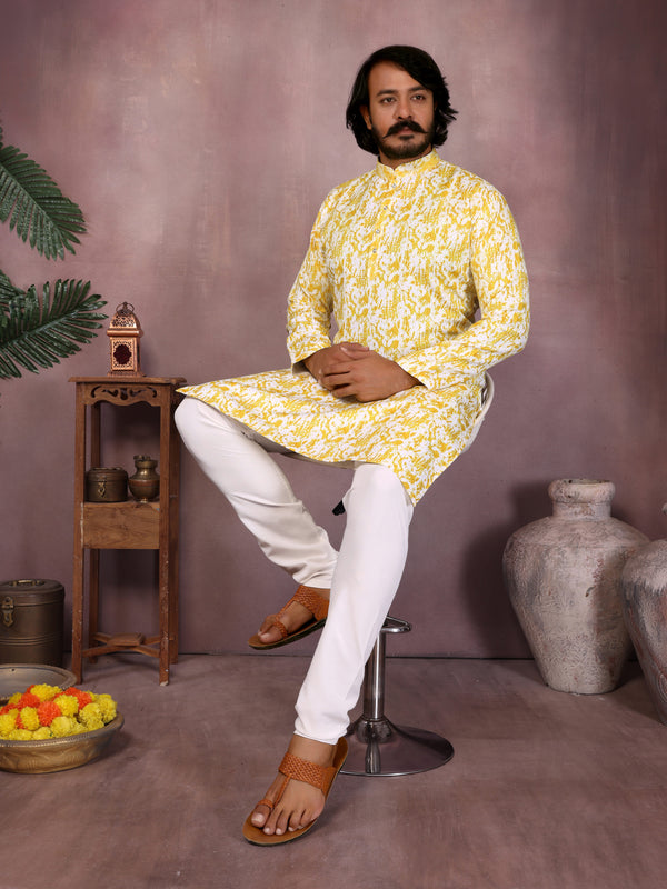 Men’s Heavy Cotton Printed Kurta Pyjama Set