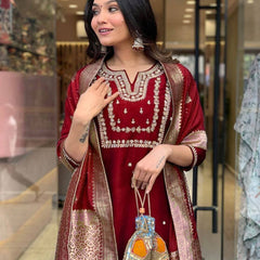 Pure Cotton Kurta Set With Zcard Dupatta