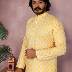 Men’s Cotton Sequence Work Kurta with Semi Cotton Chudidar