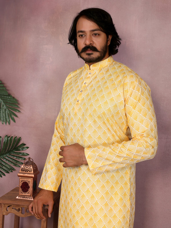 Men’s Cotton Sequence Work Kurta with Semi Cotton Chudidar