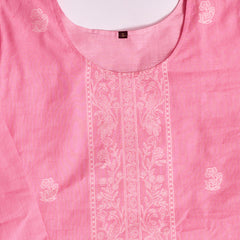 Women's Pure Cotton Jacquard Kurta With Pant & Cotton Dupatta Set