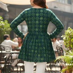 Casual Girls V-Neck Printed Tunic Top