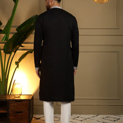 Men’s Viscose Silk Embroidered Kurta with Semi Cotton Chudidar