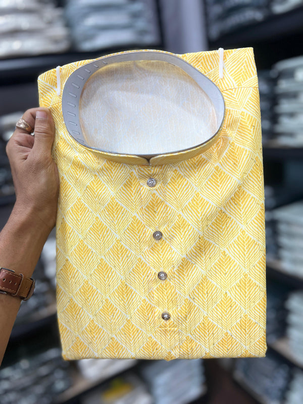 Men’s Cotton Sequence Work Kurta with Semi Cotton Chudidar