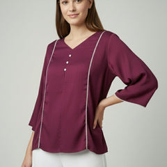 Women’s Fancy Purple Delta Silk Solid Top