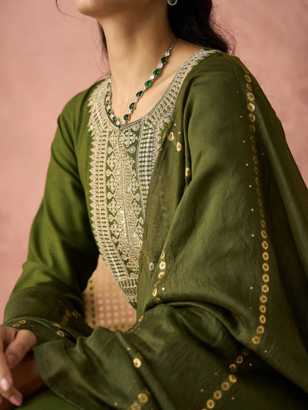 Parampara Kurta Pant Set With Jacquard Dupatta