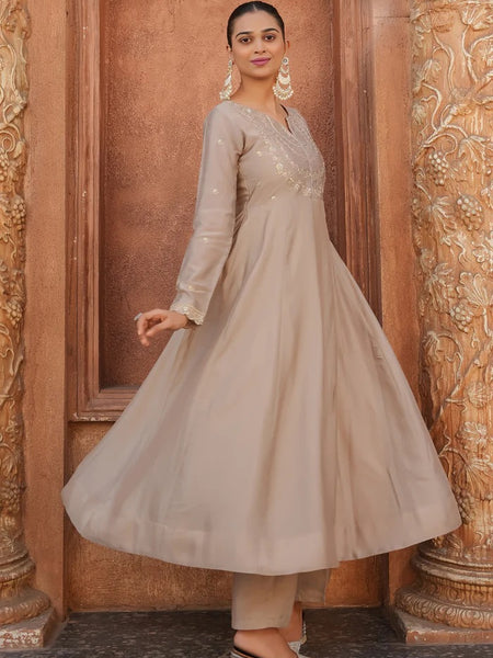 Women's Vichitra Silk Embroidered Kurta with Palazzo Pant & Dupatta Set