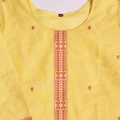 Women's Pure Cotton Jacquard Kurta With Pant & Cotton Dupatta Set