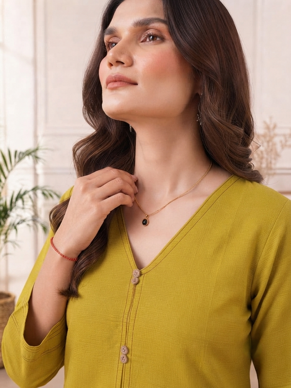 Women’s Mustard Yellow Embroidered Cotton-Silk Fancy Top