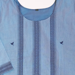 Women's Pure Cotton Jacquard Kurta With Pant & Cotton Dupatta Set