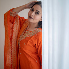 Silk Blend Kurta Set With Zcard Dupatta