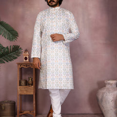 Men’s Heavy Cotton Printed Kurta Pyjama Set