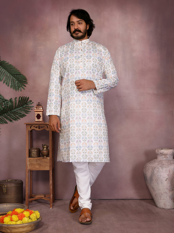 Men’s Heavy Cotton Printed Kurta Pyjama Set