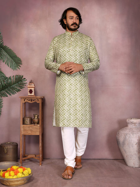 Men’s Cotton Sequence Work Kurta with Semi Cotton Chudidar