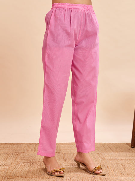 Women's Pure Cotton Jacquard Kurta With Pant & Cotton Dupatta Set