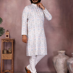 Men’s Heavy Cotton Printed Kurta Pyjama Set