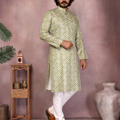 Men’s Cotton Sequence Work Kurta with Semi Cotton Chudidar