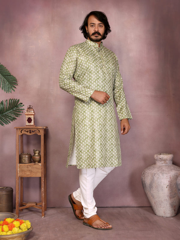 Men’s Cotton Sequence Work Kurta with Semi Cotton Chudidar