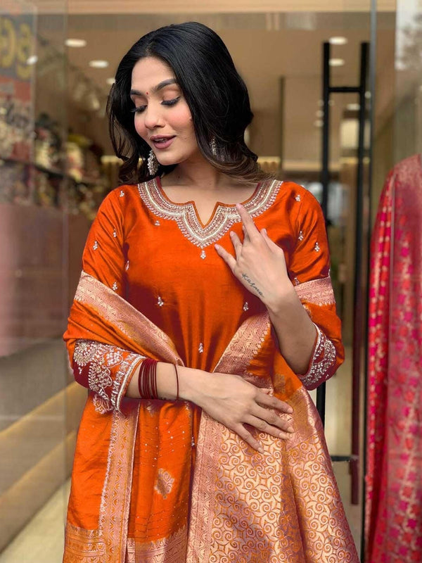 Pure Cotton Kurta Set With Zcard Dupatta