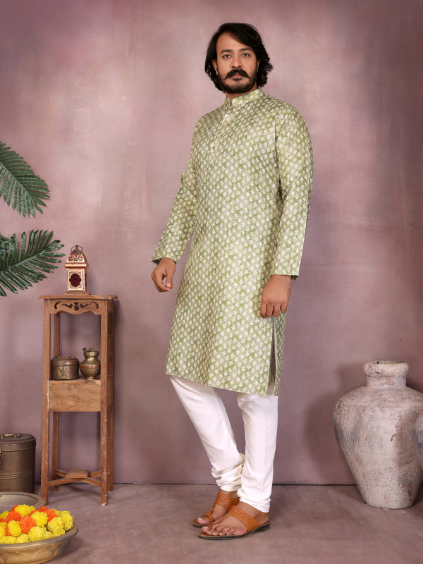 Men’s Cotton Sequence Work Kurta with Semi Cotton Chudidar