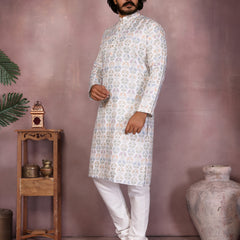 Men’s Heavy Cotton Printed Kurta Pyjama Set