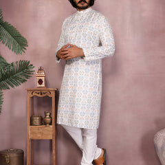 Men’s Heavy Cotton Printed Kurta Pyjama Set