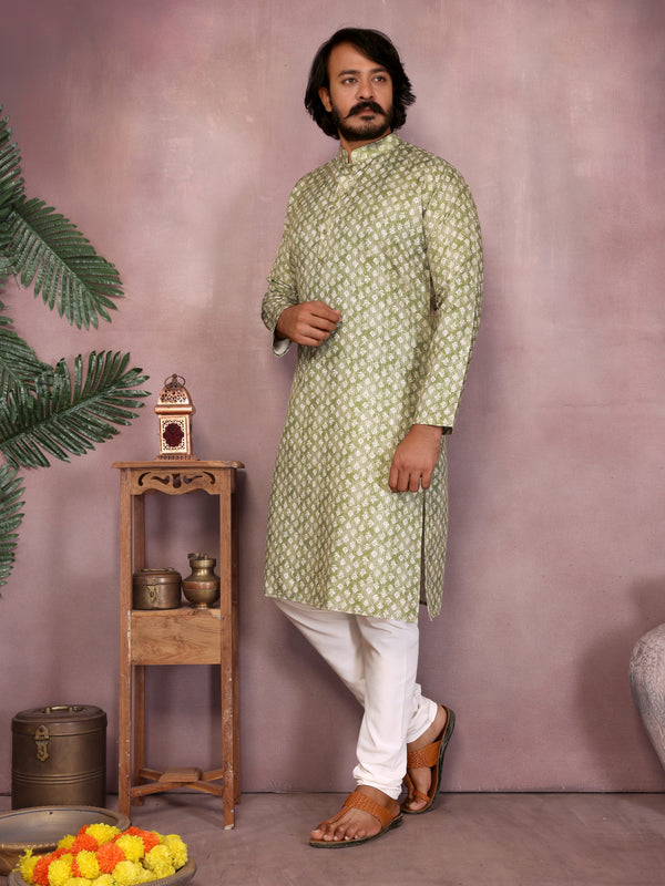 Men’s Cotton Sequence Work Kurta with Semi Cotton Chudidar