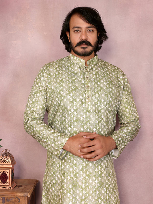 Men’s Cotton Sequence Work Kurta with Semi Cotton Chudidar