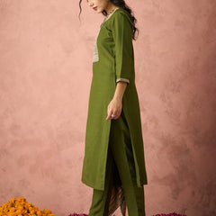 Parampara Kurta Pant Set With Jacquard Dupatta