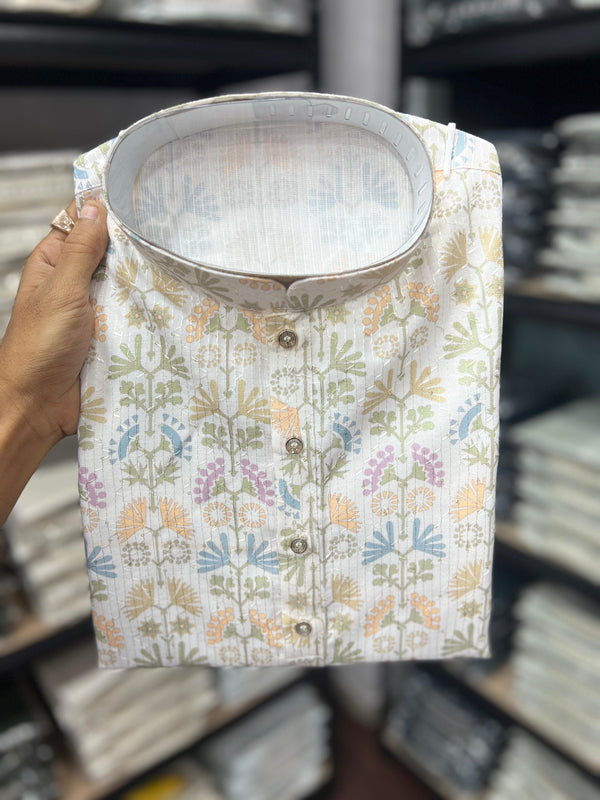 Men’s Heavy Cotton Printed Kurta Pyjama Set