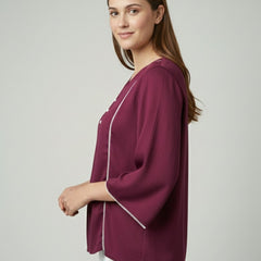Women’s Fancy Purple Delta Silk Solid Top
