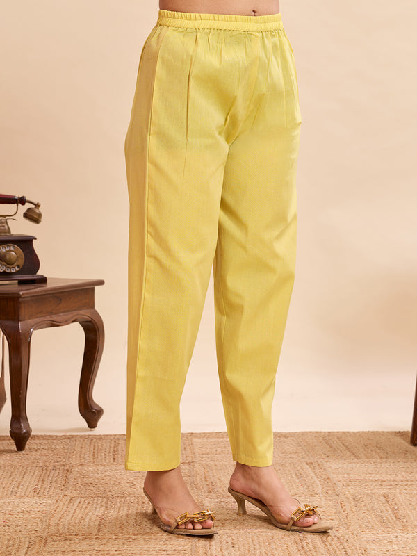 Women's Pure Cotton Jacquard Kurta With Pant & Cotton Dupatta Set