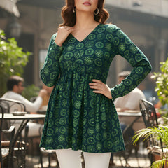 Casual Girls V-Neck Printed Tunic Top