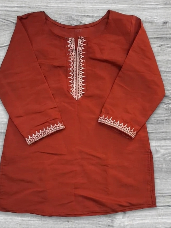 Women’s Rust Orange Roman Silk Embroidered Fancy Top