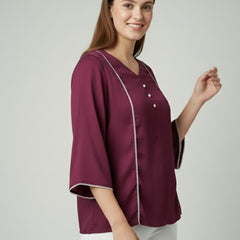 Women’s Fancy Purple Delta Silk Solid Top