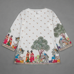 Women’s Cream Cotton Kalamkari Print TunicWomen’s Cream Cotton Kalamkari Print Tunic