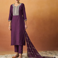 Parampara Kurta Pant Set With Jacquard Dupatta