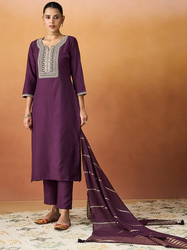 Parampara Kurta Pant Set With Jacquard Dupatta