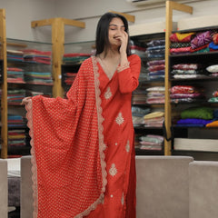 Pure Silk Kurta Set With Chinon Print Dupatta
