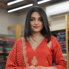 Pure Silk Kurta Set With Chinon Print Dupatta