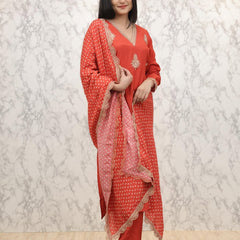 Pure Silk Kurta Set With Chinon Print Dupatta